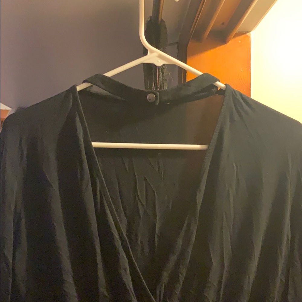 Black Soprano Surplice Choker Bodysuit